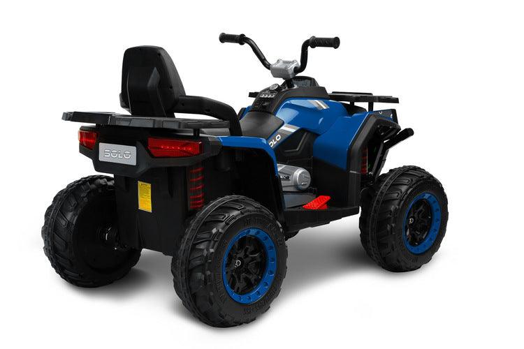 Solo is a TOYZ battery vehicle that will undoubtedly awaken your love of ATVs. Large sizes make the child feel as if he is riding a real four-wheeler. 4 powerful 45 W motors and large wheels with rubber cover make Solo easily cope with unevenness and light hills. The vehicle has 2 speeds and a reverse gear. The fun of driving is increased by the multimedia panel with USB and Bluetooth inputs.Driving comfort is increased by shock absorbers and a large comfortable seat with backrest.