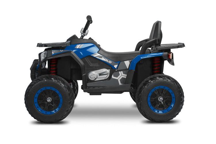 Solo is a TOYZ battery vehicle that will undoubtedly awaken your love of ATVs. Large sizes make the child feel as if he is riding a real four-wheeler. 4 powerful 45 W motors and large wheels with rubber cover make Solo easily cope with unevenness and light hills. The vehicle has 2 speeds and a reverse gear. The fun of driving is increased by the multimedia panel with USB and Bluetooth inputs.Driving comfort is increased by shock absorbers and a large comfortable seat with backrest.