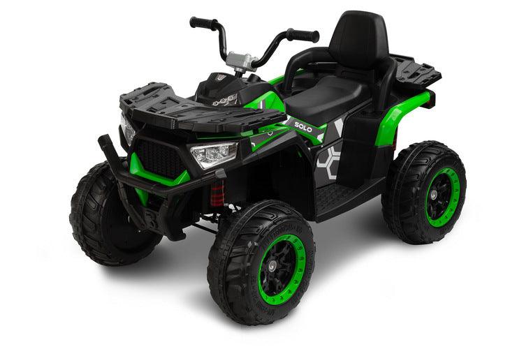 Solo is a TOYZ battery vehicle that will undoubtedly awaken your love of ATVs. Large sizes make the child feel as if he is riding a real four-wheeler. 4 powerful 45 W motors and large wheels with rubber cover make Solo easily cope with unevenness and light hills. The vehicle has 2 speeds and a reverse gear. The fun of driving is increased by the multimedia panel with USB and Bluetooth inputs.Driving comfort is increased by shock absorbers and a large comfortable seat with backrest.