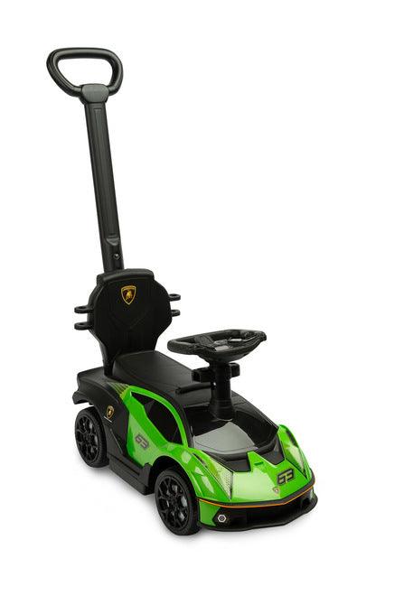 The Lamborghini Essenza from Toyz combines the iconic look of an Italian supercar with high-quality workmanship. Thanks to the Lamborghini license, even the steering wheel shape, unique to the Essenza model, was reproduced in the ride-on. The vehicle has functionalities that make it grow with your children. The youngest users can keep the legs on retractable platforms, they will be protected by armrests against falling out, and the parent can steer the vehicle with a handle.