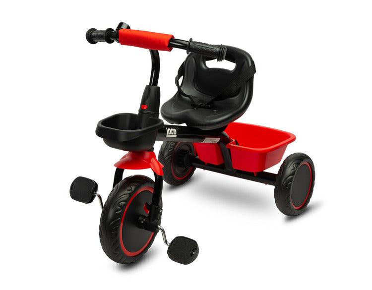 Loco tricycle from Toyz will make the time spent on a walk more enjoyable for children, and will also help them develop better motor coordination. Loco features a sturdy metal frame and impenetrable foam wheels. It is equipped with 2 capacious baskets that allow you to transport toys or other accessories useful for a walk.