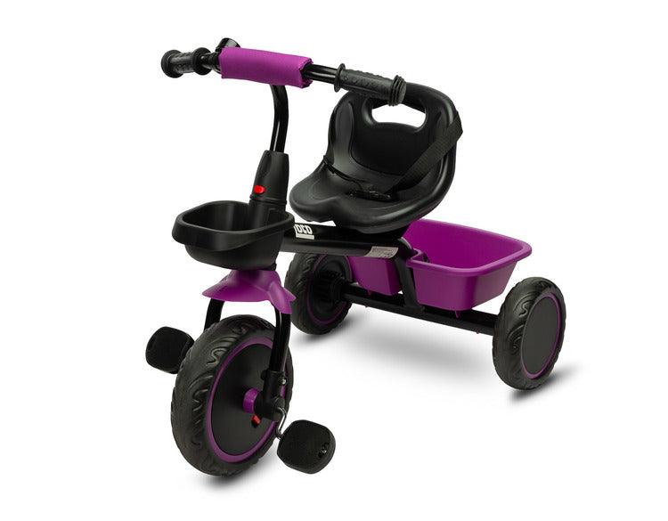 Loco tricycle from Toyz will make the time spent on a walk more enjoyable for children, and will also help them develop better motor coordination. Loco features a sturdy metal frame and impenetrable foam wheels. It is equipped with 2 capacious baskets that allow you to transport toys or other accessories useful for a walk.