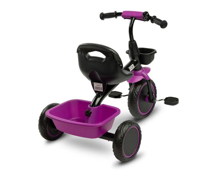 Loco tricycle from Toyz will make the time spent on a walk more enjoyable for children, and will also help them develop better motor coordination. Loco features a sturdy metal frame and impenetrable foam wheels. It is equipped with 2 capacious baskets that allow you to transport toys or other accessories useful for a walk.