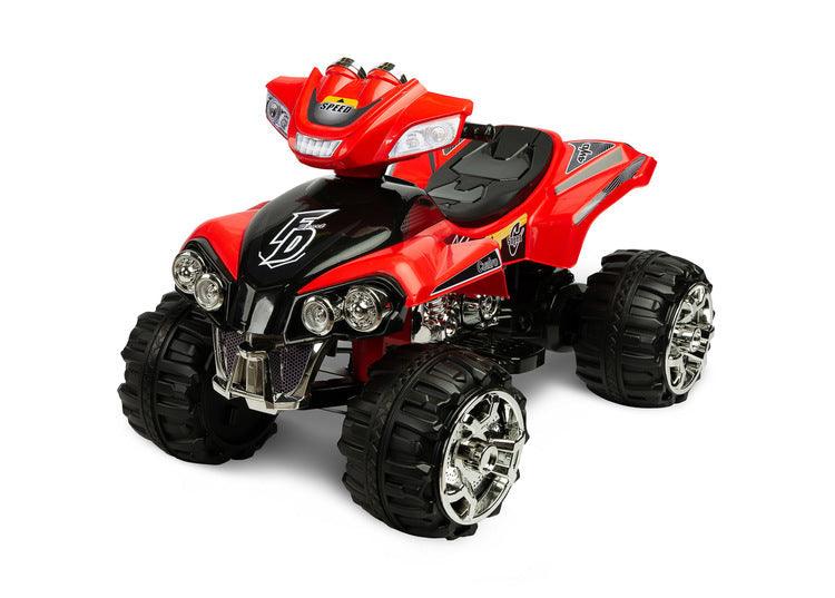 Cuatro was designed with the younger brothers and sisters in mind. Even a 3-year old can easily drive it! Every child will be amazed by the sporty looks of Cuatro, with its chrome wheels and engine. 2 powerful motors allow to ride the quad with a speed of 6 km/h forwards and backwards (up to 2 hours of fun on a single battery charging!). There are as many as 6 colors to choose from!