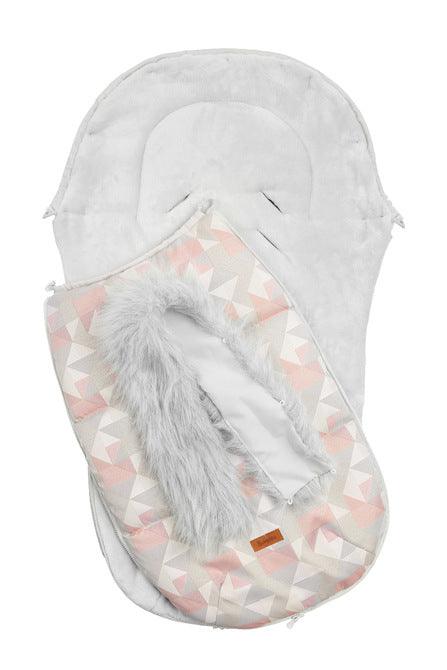 Olaf romper bag is perfect for walks in colder temperatures. It combines a waterproof, easy to keep clean outer layer and soft polar fleece on the inside. Thanks to a fluffy, anti-allergic non-woven fabric it provides effective protection and comfort of a baby. Stylish patterns make the bag exceptional, and artificial fur by the hood with the option of unfastening make it look unique. The romper bag fits pushchairs of any style. It can be used in prams, strollers, and for sledges.