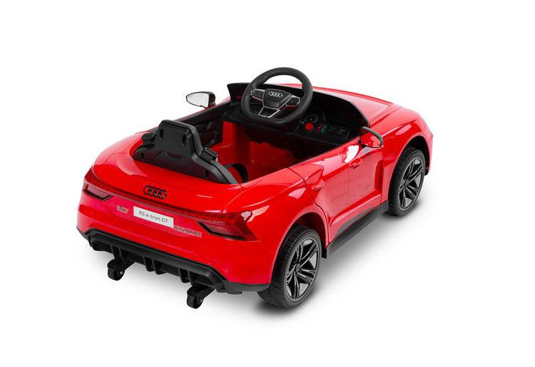 The Audi RS E-Tron GT from Toyz is a unique battery-powered vehicle for children. The design elements of the "adult" model were faithfully reproduced. The V-shaped rear beam of lights, the X-shaped headlamps and the entire body with the dynamic proportions of the GT inspired by sporty dynamics are noteworthy. As befits a real Audi sports car, it has a 4-wheel drive. Comfort and safety of play are ensured by: shock absorbers, EVA foam wheels, eco-leather seat, 3-point belts, slow start and automatic brake.