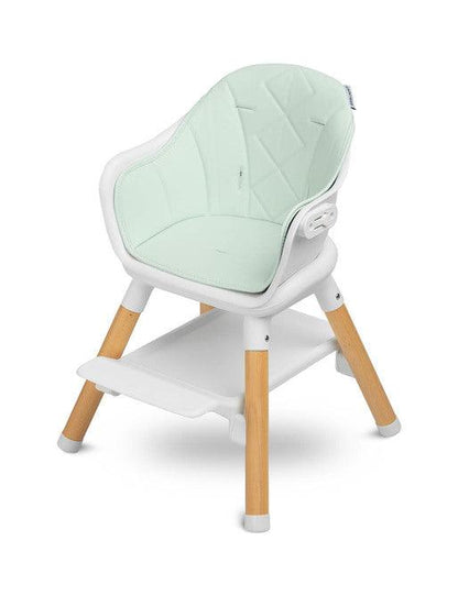 Bravo is a high chair that makes it easy for small children to sit together with adults. The elegant look and delicate colors will appeal not only to fans of Scandinavian design. Bravo can be used in many ways: with the function of a high chair, a low seat and a stool (high and low). It has two levels of footrest adjustment (16 cm and 24 cm) ensuring comfort for older children. During feeding, the profiled tray ensures that nothing will spill onto the floor.