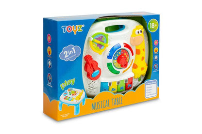 Educational Musical Table from TOYZ is a lot of great fun for every child. The toy is equipped with a loudspeaker that plays many melodies when the child touches its elements.