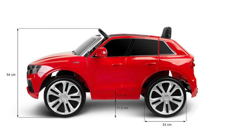 Toyz Audi Q8 is a modern battery ride on that will provide fun for many young drivers. The car will not only provide a lot of fun, but also help in the development of the toddler's motor coordination. The Audi license guarantees high quality and accuracy of reproduction. Toyz Audi Q8 has two 25W engines, a 12V, 4,5Ah battery.