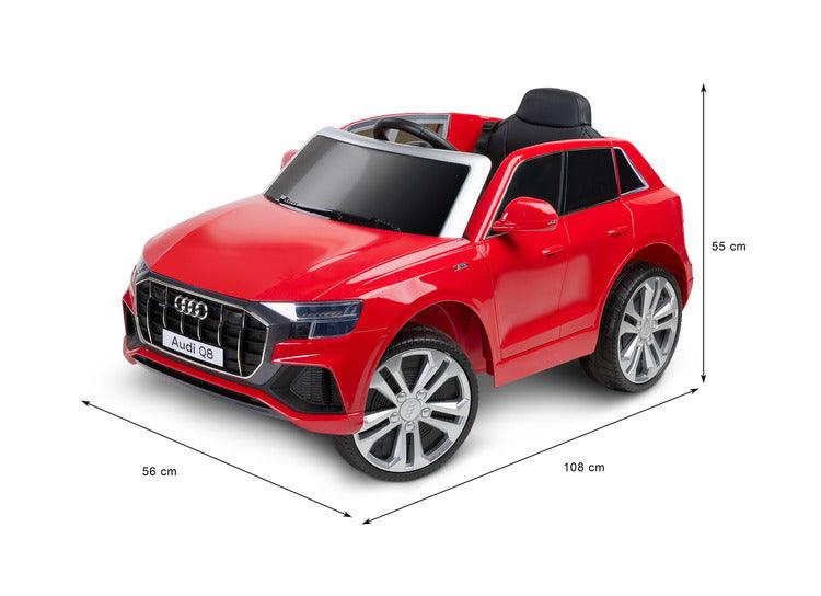 Toyz Audi Q8 is a modern battery ride on that will provide fun for many young drivers. The car will not only provide a lot of fun, but also help in the development of the toddler's motor coordination. The Audi license guarantees high quality and accuracy of reproduction. Toyz Audi Q8 has two 25W engines, a 12V, 4,5Ah battery.