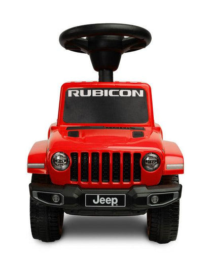 The Jeep Rubicon children's ride by Toyz combines off-road design and high quality workmanship. It will help in learning to move independently and will give a lot of fun while playing. The ride-on has a steering wheel with two sound-producing buttons. Under the seat there is a storage for toys.