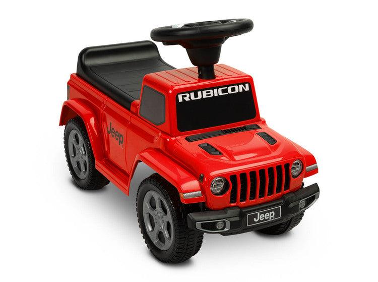 The Jeep Rubicon children's ride by Toyz combines off-road design and high quality workmanship. It will help in learning to move independently and will give a lot of fun while playing. The ride-on has a steering wheel with two sound-producing buttons. Under the seat there is a storage for toys.