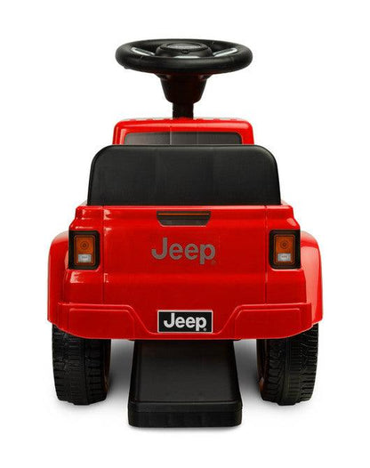 The Jeep Rubicon children's ride by Toyz combines off-road design and high quality workmanship. It will help in learning to move independently and will give a lot of fun while playing. The ride-on has a steering wheel with two sound-producing buttons. Under the seat there is a storage for toys.