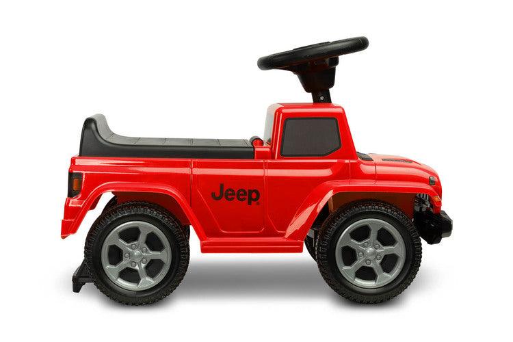 The Jeep Rubicon children's ride by Toyz combines off-road design and high quality workmanship. It will help in learning to move independently and will give a lot of fun while playing. The ride-on has a steering wheel with two sound-producing buttons. Under the seat there is a storage for toys.