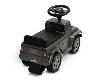 The Jeep Rubicon children's ride by Toyz combines off-road design and high quality workmanship. It will help in learning to move independently and will give a lot of fun while playing. The ride-on has a steering wheel with two sound-producing buttons. Under the seat there is a storage for toys.