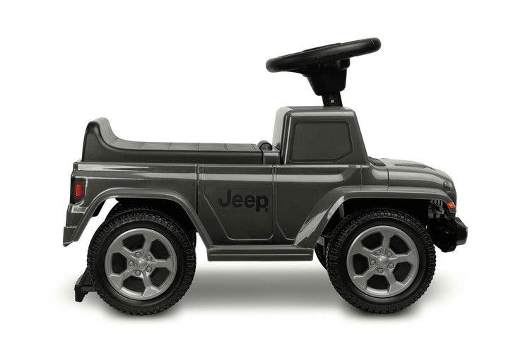 The Jeep Rubicon children's ride by Toyz combines off-road design and high quality workmanship. It will help in learning to move independently and will give a lot of fun while playing. The ride-on has a steering wheel with two sound-producing buttons. Under the seat there is a storage for toys.