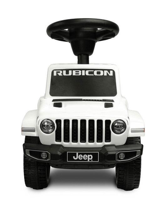 The Jeep Rubicon children's ride by Toyz combines off-road design and high quality workmanship. It will help in learning to move independently and will give a lot of fun while playing. The ride-on has a steering wheel with two sound-producing buttons. Under the seat there is a storage for toys.