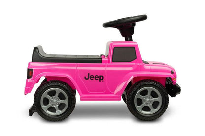 The Jeep Rubicon children's ride by Toyz combines off-road design and high quality workmanship. It will help in learning to move independently and will give a lot of fun while playing. The ride-on has a steering wheel with two sound-producing buttons. Under the seat there is a storage for toys.