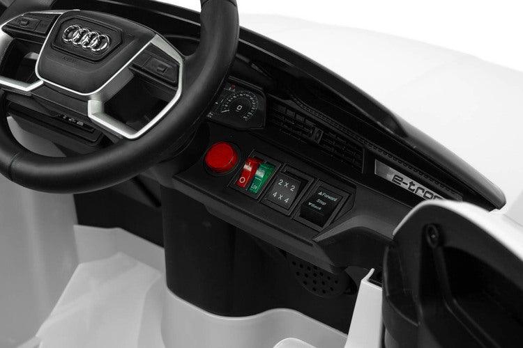Audi E-tron Sportback is a Toyz licensed battery car that combines elegant design with the dynamism of an electric drive. Modern narrow mirrors and a combined rear light beam. The inner strength of the E-tron Sportback is the all-wheel drive with 45 W motors. They are powered by a 7 Ah battery. Comfort and safety of play are ensured by rear shock absorbers, EVA foam wheels, eco-leather seat, 3-point belts, slow start, two speed modes and an automatic brake.
