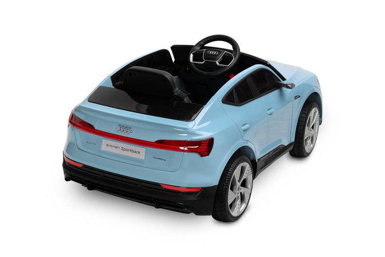 Audi E-tron Sportback is a Toyz licensed battery car that combines elegant design with the dynamism of an electric drive. Modern narrow mirrors and a combined rear light beam. The inner strength of the E-tron Sportback is the all-wheel drive with 45 W motors. They are powered by a 7 Ah battery. Comfort and safety of play are ensured by rear shock absorbers, EVA foam wheels, eco-leather seat, 3-point belts, slow start, two speed modes and an automatic brake.