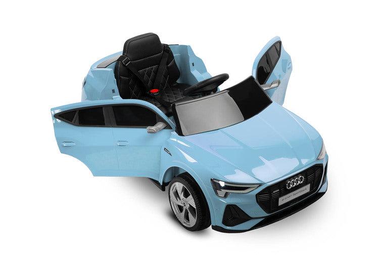 Audi E-tron Sportback is a Toyz licensed battery car that combines elegant design with the dynamism of an electric drive. Modern narrow mirrors and a combined rear light beam. The inner strength of the E-tron Sportback is the all-wheel drive with 45 W motors. They are powered by a 7 Ah battery. Comfort and safety of play are ensured by rear shock absorbers, EVA foam wheels, eco-leather seat, 3-point belts, slow start, two speed modes and an automatic brake.