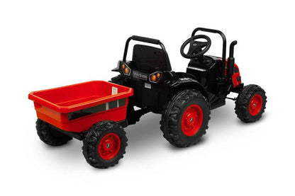 The Hector tractor is a vehicle designed for outdoor adventures, where it shows its full potential. Solid EVA foam wheels and a powerful engine ensure ease of movement on more difficult terrain. The durable structure and large seat ensure fun for children up to 8 years old (max. 25 kg). The fun of driving is increased by additional functions: a detachable trailer with a tipper, led lights, radio with bluetooth and mp3.