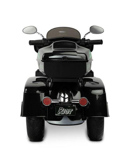Riot is a unique three-wheeled motorcycle from Toyz, thanks to which children will be able to experience a motorcycle adventure. Just like a real motorcycle, the Riot has an easy-to-use handlebar throttle and brake pedal. Driving comfort is guaranteed by solid EVA foam wheels, a comfortable eco-leather seat and a multimedia panel with bluetooth. There is also a horn button in the multimedia panel, and a siren button in the police model.