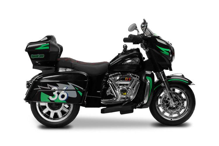 Riot is a unique three-wheeled motorcycle from Toyz, thanks to which children will be able to experience a motorcycle adventure. Just like a real motorcycle, the Riot has an easy-to-use handlebar throttle and brake pedal. Driving comfort is guaranteed by solid EVA foam wheels, a comfortable eco-leather seat and a multimedia panel with bluetooth. There is also a horn button in the multimedia panel, and a siren button in the police model.
