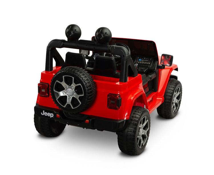 Jeep Rubicon is a battery vehicle, which is a licensed version of the well-known off-roader. The faithful reproduction of the Jeep's appearance will delight both small drivers and parents. Driving comfort is ensured by rear axle shock absorption and a seat with eco-leather upholstery. Easier off-road driving will be ensured by 4 motors driving 30-centimeter wheels made of EVA foam.