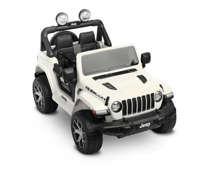 Jeep Rubicon is a battery vehicle, which is a licensed version of the well-known off-roader. The faithful reproduction of the Jeep's appearance will delight both small drivers and parents. Driving comfort is ensured by rear axle shock absorption and a seat with eco-leather upholstery. Easier off-road driving will be ensured by 4 motors driving 30-centimeter wheels made of EVA foam.