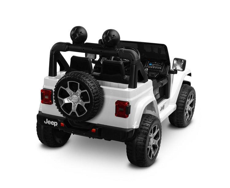 Jeep Rubicon is a battery vehicle, which is a licensed version of the well-known off-roader. The faithful reproduction of the Jeep's appearance will delight both small drivers and parents. Driving comfort is ensured by rear axle shock absorption and a seat with eco-leather upholstery. Easier off-road driving will be ensured by 4 motors driving 30-centimeter wheels made of EVA foam.