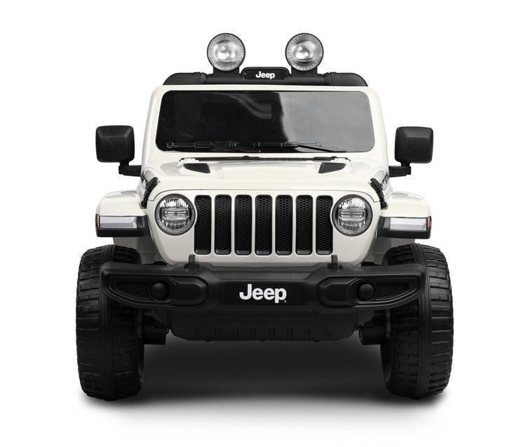 Jeep Rubicon is a battery vehicle, which is a licensed version of the well-known off-roader. The faithful reproduction of the Jeep's appearance will delight both small drivers and parents. Driving comfort is ensured by rear axle shock absorption and a seat with eco-leather upholstery. Easier off-road driving will be ensured by 4 motors driving 30-centimeter wheels made of EVA foam.