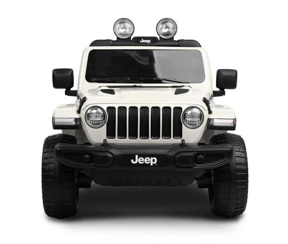 Jeep Rubicon is a battery vehicle, which is a licensed version of the well-known off-roader. The faithful reproduction of the Jeep's appearance will delight both small drivers and parents. Driving comfort is ensured by rear axle shock absorption and a seat with eco-leather upholstery. Easier off-road driving will be ensured by 4 motors driving 30-centimeter wheels made of EVA foam.