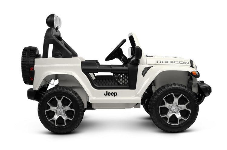 Jeep Rubicon is a battery vehicle, which is a licensed version of the well-known off-roader. The faithful reproduction of the Jeep's appearance will delight both small drivers and parents. Driving comfort is ensured by rear axle shock absorption and a seat with eco-leather upholstery. Easier off-road driving will be ensured by 4 motors driving 30-centimeter wheels made of EVA foam.