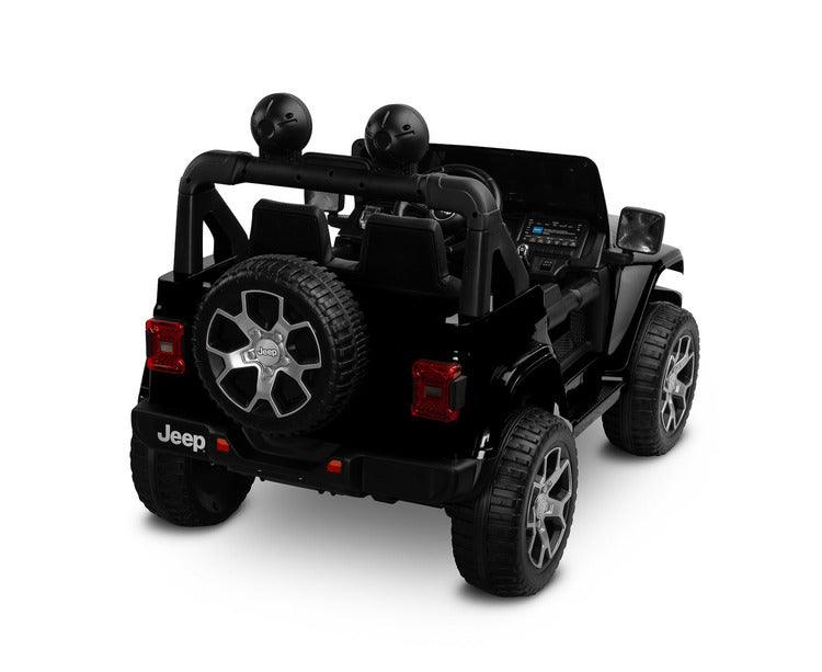 Jeep Rubicon is a battery vehicle, which is a licensed version of the well-known off-roader. The faithful reproduction of the Jeep's appearance will delight both small drivers and parents. Driving comfort is ensured by rear axle shock absorption and a seat with eco-leather upholstery. Easier off-road driving will be ensured by 4 motors driving 30-centimeter wheels made of EVA foam.