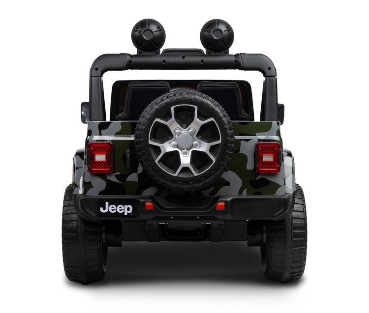 Jeep Rubicon is a battery vehicle, which is a licensed version of the well-known off-roader. The faithful reproduction of the Jeep's appearance will delight both small drivers and parents. Driving comfort is ensured by rear axle shock absorption and a seat with eco-leather upholstery. Easier off-road driving will be ensured by 4 motors driving 30-centimeter wheels made of EVA foam.