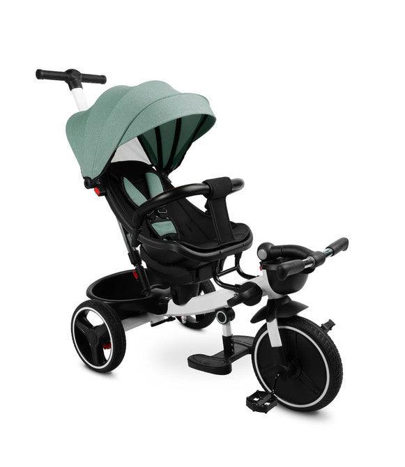 he Dash tricycle is a great alternative to a stroller. It can be used as a bicycle on which the child can ride alone, and as a stroller with a roof, in which the child can be transported both forward and rearward facing. There are baskets at the front and back of the bike that allow you to carry small items. The bike is equipped with 2 footrests: protruding from the bike's frame and attached to the seat. Each of the footrests is adjustable for the comfort of the child. 