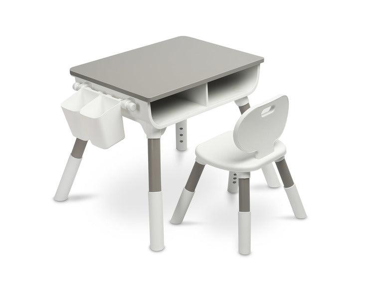 Lara is a table with a chair that will work as a first desk for a toddler. The table provides a place for creative play and learning for children aged 3 and over. The solid construction guarantees safety and comfort during everyday activities. The table is equipped with two recesses under the table top, providing enough space for storing toys and school supplies. The height of the recesses is 9 cm, which facilitates access to stored items.