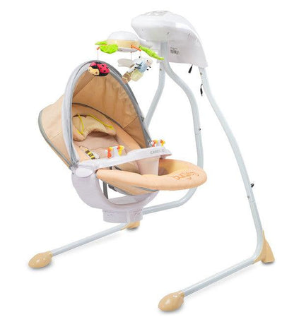 Bugies is a top-shelf electric swing for babies weighing up to 12 kg. Bugies was made with the needs of the most demanding parents in mind, who seek for a product that assists in a harmonous growth and development of the baby. Thanks to its comfortable seating, 5-point harness, toy-carousel, melodies and many swinging programs, Bugies is the perfect resting place for a baby during daytime. Electric swing for babies from birth, weight up to 12 kg.
