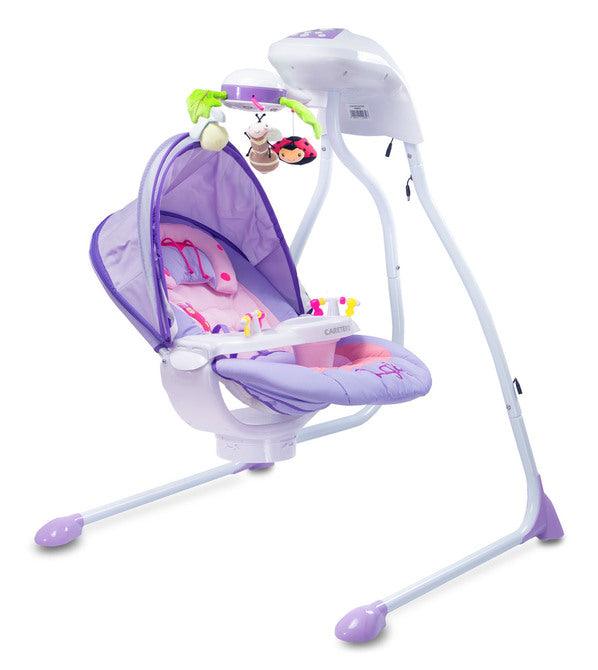 Bugies is a top-shelf electric swing for babies weighing up to 12 kg. Bugies was made with the needs of the most demanding parents in mind, who seek for a product that assists in a harmonous growth and development of the baby. Thanks to its comfortable seating, 5-point harness, toy-carousel, melodies and many swinging programs, Bugies is the perfect resting place for a baby during daytime. Electric swing for babies from birth, weight up to 12 kg.
