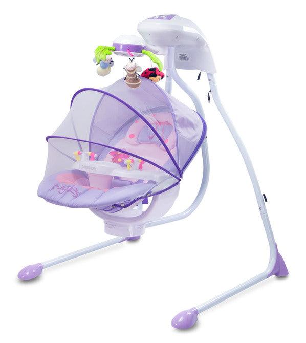 Bugies is a top-shelf electric swing for babies weighing up to 12 kg. Bugies was made with the needs of the most demanding parents in mind, who seek for a product that assists in a harmonous growth and development of the baby. Thanks to its comfortable seating, 5-point harness, toy-carousel, melodies and many swinging programs, Bugies is the perfect resting place for a baby during daytime. Electric swing for babies from birth, weight up to 12 kg.
