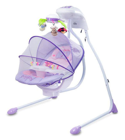 Bugies is a top-shelf electric swing for babies weighing up to 12 kg. Bugies was made with the needs of the most demanding parents in mind, who seek for a product that assists in a harmonous growth and development of the baby. Thanks to its comfortable seating, 5-point harness, toy-carousel, melodies and many swinging programs, Bugies is the perfect resting place for a baby during daytime. Electric swing for babies from birth, weight up to 12 kg.
