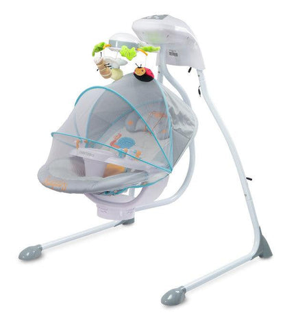 Bugies is a top-shelf electric swing for babies weighing up to 12 kg. Bugies was made with the needs of the most demanding parents in mind, who seek for a product that assists in a harmonous growth and development of the baby. Thanks to its comfortable seating, 5-point harness, toy-carousel, melodies and many swinging programs, Bugies is the perfect resting place for a baby during daytime. Electric swing for babies from birth, weight up to 12 kg.
