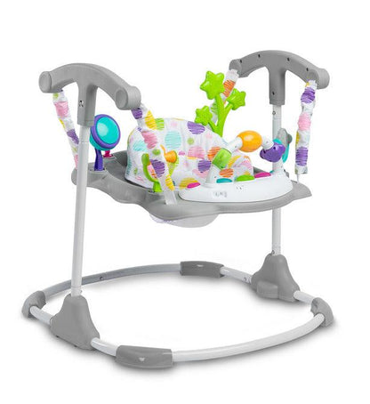 Cosmo is a jumper from the Toyz Activity product line that supports the active development of a child. It is full of attention-absorbing toys that will provide a lot of fun and help your child's development. A special design and springs allow the child to joyfully and safely jump up and down. 360-degree swivel seat makes it easy to reach all toys.