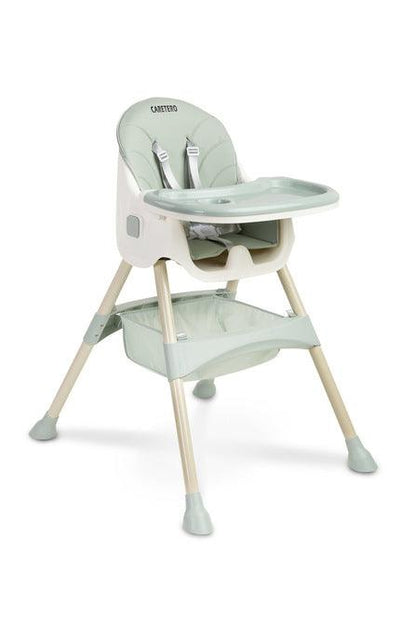 Bill is a light and economical 2in1 high chair. It has all the functionalities that make everyday feeding easier: adjustable double tray, 5-point belts, removable eco-leather upholstery, footrest, fabric basket, non-slip feet. The chair can be easily changed into a low chair by disassembling the lower part of the legs.