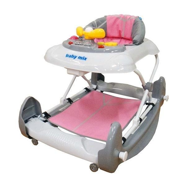 Baby Mix baby walker in cheerful colors. The walker will provide your child with a lot of fun thanks to the interactive toys, it is height adjustable and has a cover that can be folded and washed. It is made of high-quality plastic.