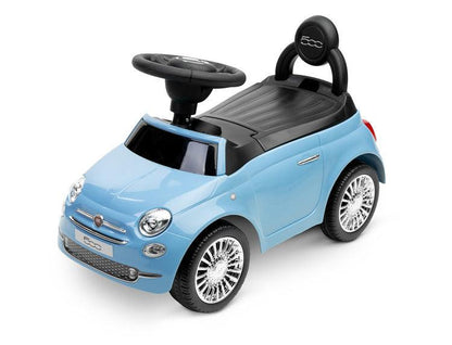 The Fiat 500 children's ride-on car from Toyz combines the charm of Italian design with high-quality workmanship. It will help in learning to move independently and will be a lot of fun while having fun. The vehicle has a realistic steering wheel with two buttons that make sounds. There is a toy compartment under the seat.