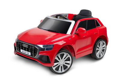 Toyz Audi Q8 is a modern battery ride on that will provide fun for many young drivers. The car will not only provide a lot of fun, but also help in the development of the toddler's motor coordination. The Audi license guarantees high quality and accuracy of reproduction. Toyz Audi Q8 has two 25W engines, a 12V, 4,5Ah battery.