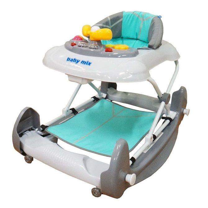 Baby Mix baby walker in cheerful colors. The walker will provide your child with a lot of fun thanks to the interactive toys, it is height adjustable and has a cover that can be folded and washed. It is made of high-quality plastic.