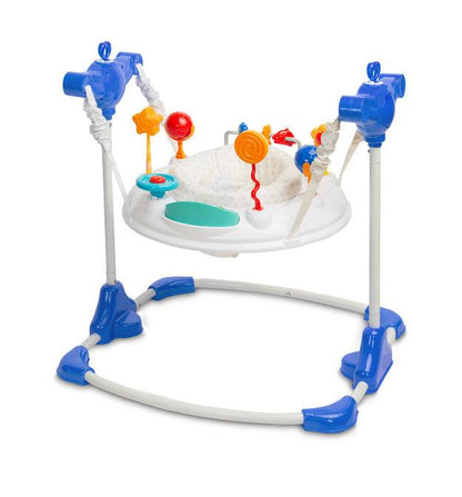 The SMOL jumper will provide a lot of joy and fun to small users. Thanks to a variety of toys in attractive colors, the little one will be happy to spend a lot of time playing and developing. A comfortable seat that rotates 360°, allows kids to comfortably reach all toys. The special design allows you to jump up and down, and special hooks make it easy to adjust the height of the jumper. The interactive front panel increases the fun of the fun thanks to the illuminated buttons with sounds.